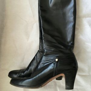 Vero Cuoio Women Black Leather Knee High Boots 8.5